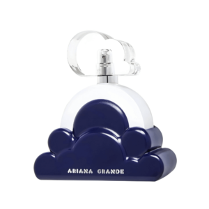 Ariana Grande Cloud 2.0 Intense perfume bottle featuring a white and navy cloud base with a clear cloud-shaped cap.