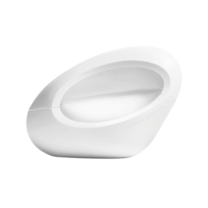 Ariana Grande Mod Vanilla Eau de Parfum bottle in its signature white, sculptural oval-shaped design.