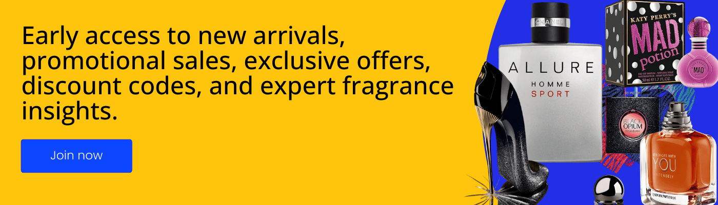 Join Nisbah banner showing popular perfumes including Chanel Allure Homme Sport and Mad Potion, promoting early access, exclusive offers and discount codes.